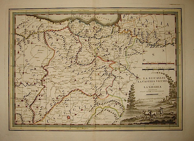 Cassini Giovanni Maria (1745-1824) La Biscaglia, la Castilia vecchia e la Navarra delineate sulle ultime osservazioni 1794 Roma 
